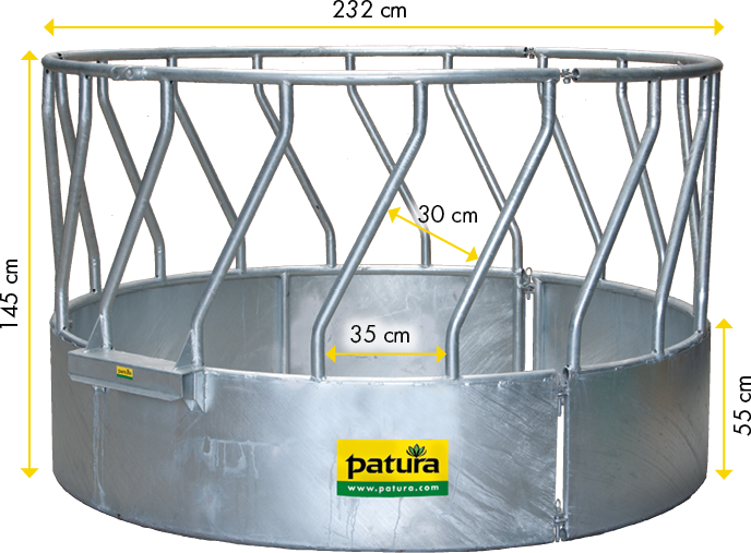 Patura Ronde ruif met diagonaal voerhek 3-delig, d= 2,10m, 18 Voerplaatsen