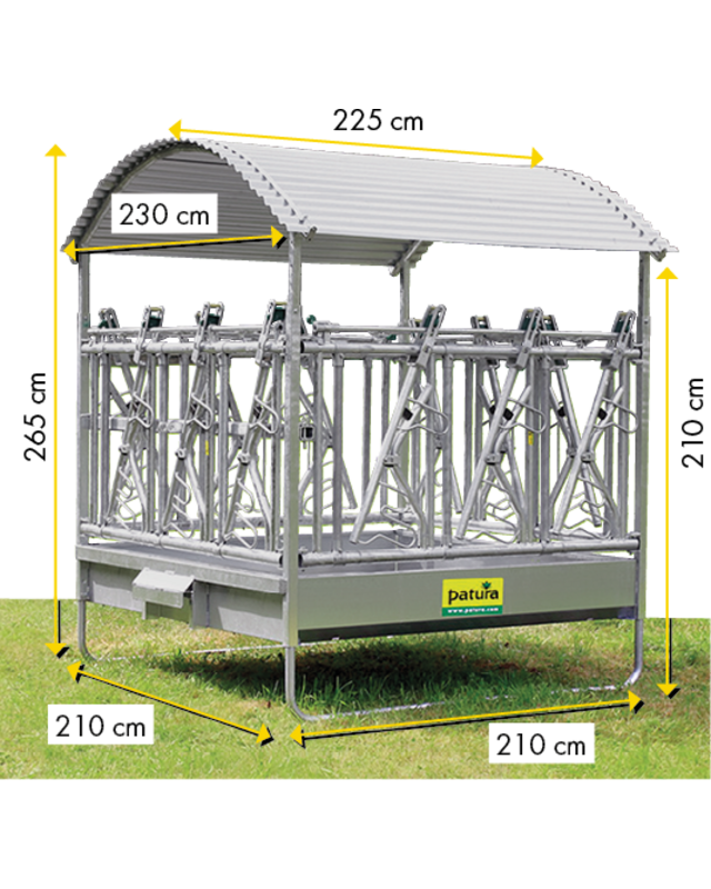 Patura Vierkante ruif, vastzetvoerhek, 12 pl. en Dak 2,00 x 2,05 m