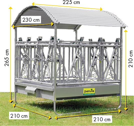 Patura Vierkante ruif, vastzetvoerhek, 12 pl. en Dak 2,00 x 2,05 m