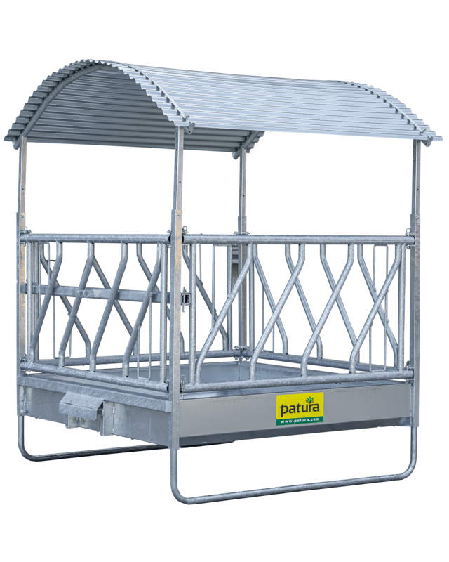 Patura Vierkante ruif, diagonaal voerhek 12 pl. en dak 2,00 x 2,05 m