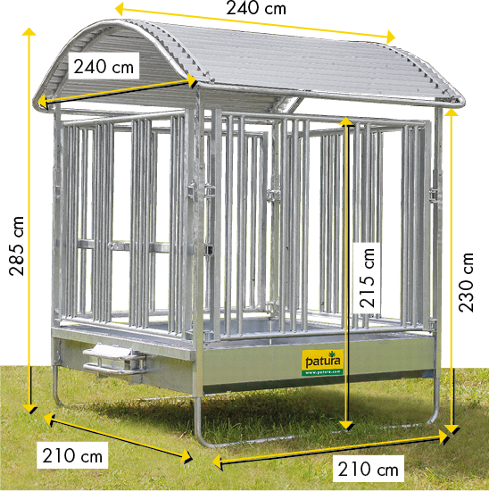 Patura Professionele vierkante ruif met veiligheidsvoerhek voor paarden 2 x 2m