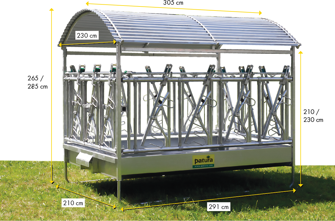Patura Grote balenruif, vastzetvoerhek en dak 2,85 x 2,05 m