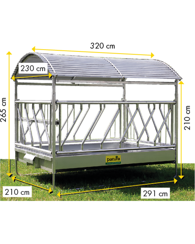 Patura Grote balenruif, diagonaal voerhek, en dak 2,85 x 2,05 m