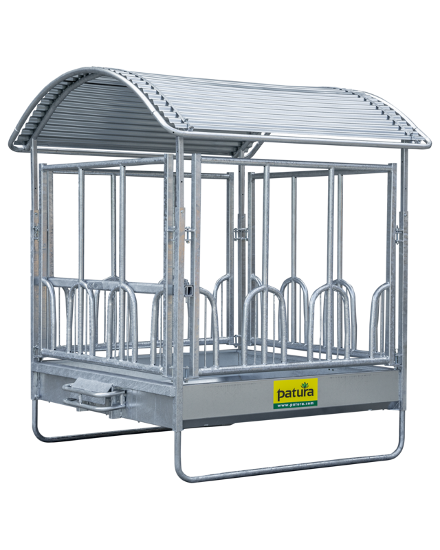 Patura Professionele vierkante ruif met Universeel  voerhek en dak 2,00 x 2,05 m