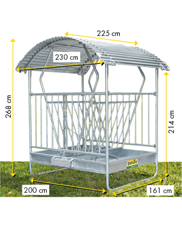 Patura Vierkante balen ruif, beweegbaar korf Binnenmaat 1,90 x 1,50 m
