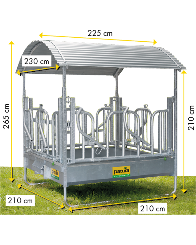Patura Professionele vierkante ruif met zweeds voerhek, 2,00 x 2,05 m