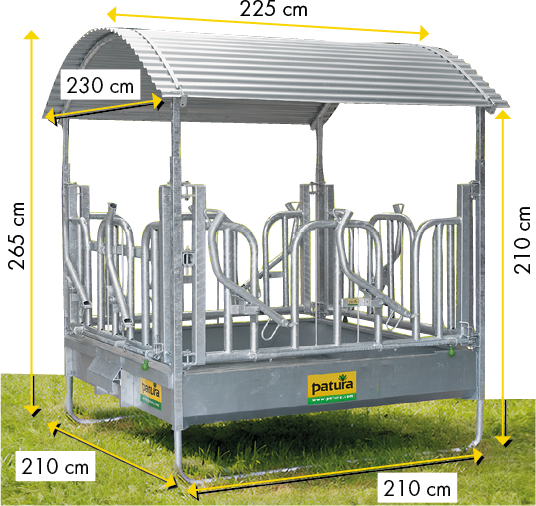 Patura Professionele vierkante ruif met zweeds voerhek, 2,00 x 2,05 m