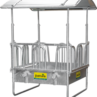 Patura Vierkante ruif, met veiligheidspalissade voerhek, 1,45x1x34m, 8 voederplaatsen
