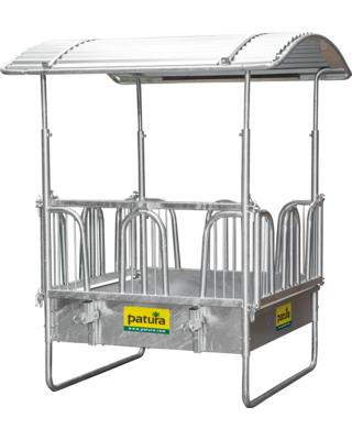 Patura Vierkante ruif, met veiligheidspalissade voerhek, 1,45x1x34m, 8 voederplaatsen
