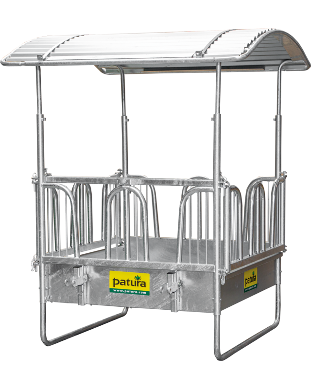 Patura Vierkante ruif (Midi), met veiligheidspalissade voerhek 8 voerplaatsen