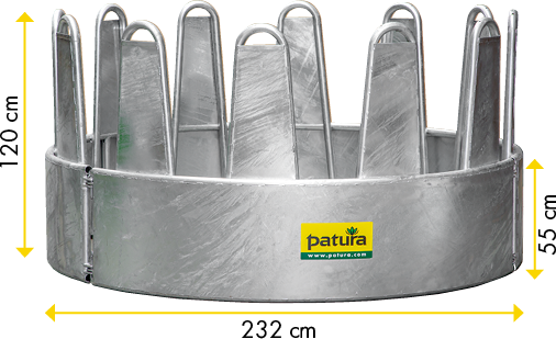 Patura Ronde ruif voor paarden, 12 voederplaats bekleed plaatstaal zonder driepuntsophanging