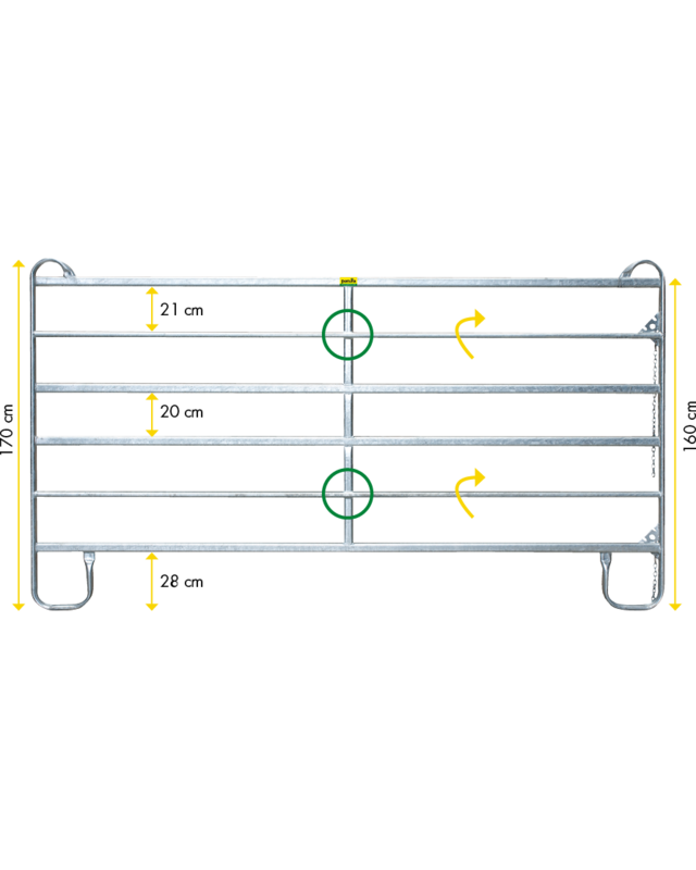 Patura Paneel-6 3,60 m Breedte 3,60 m, hoogte=1,70 m (2 verticlae buizen)