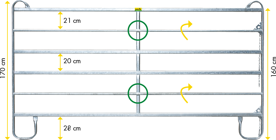 Patura Paneel-6 3,60 m Breedte 3,60 m, hoogte=1,70 m (2 verticlae buizen)