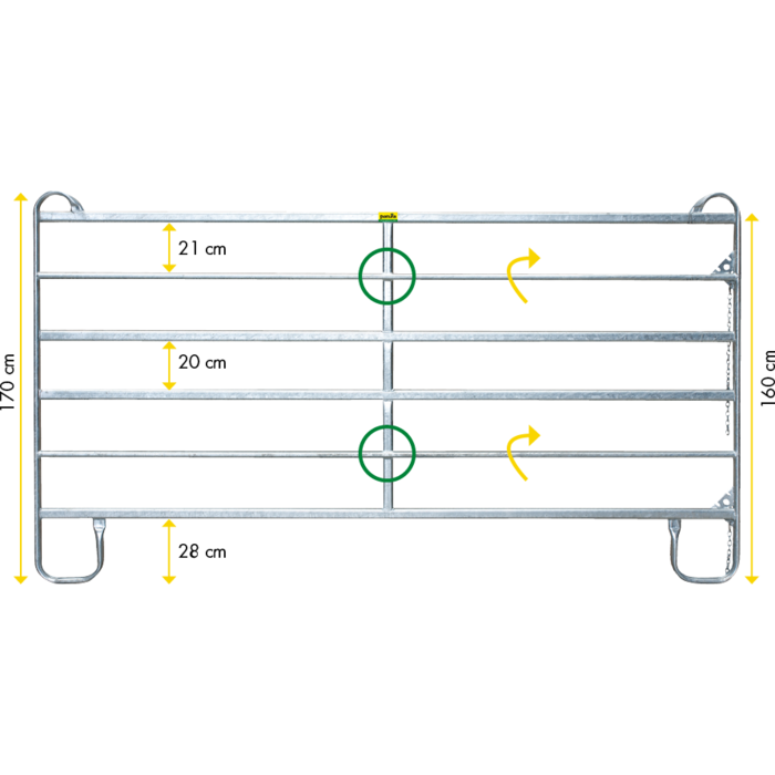 Patura Paneel-6 4,00 m Breedte 4,00 m, hoogte=1,70 m (2 verticlae buis)