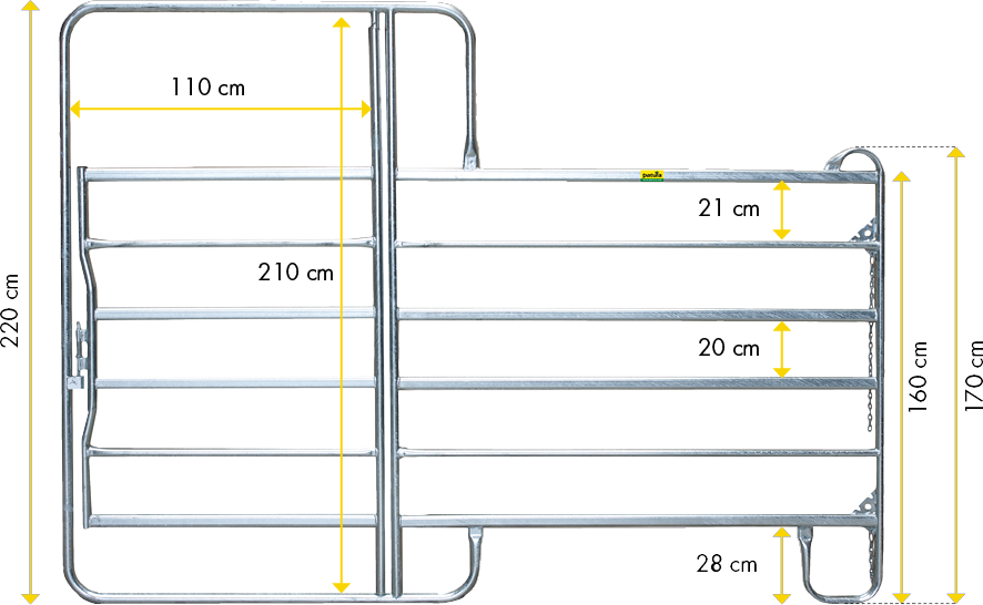 Patura Paneel met poort 2,40 m, h= 2,20 m, vz