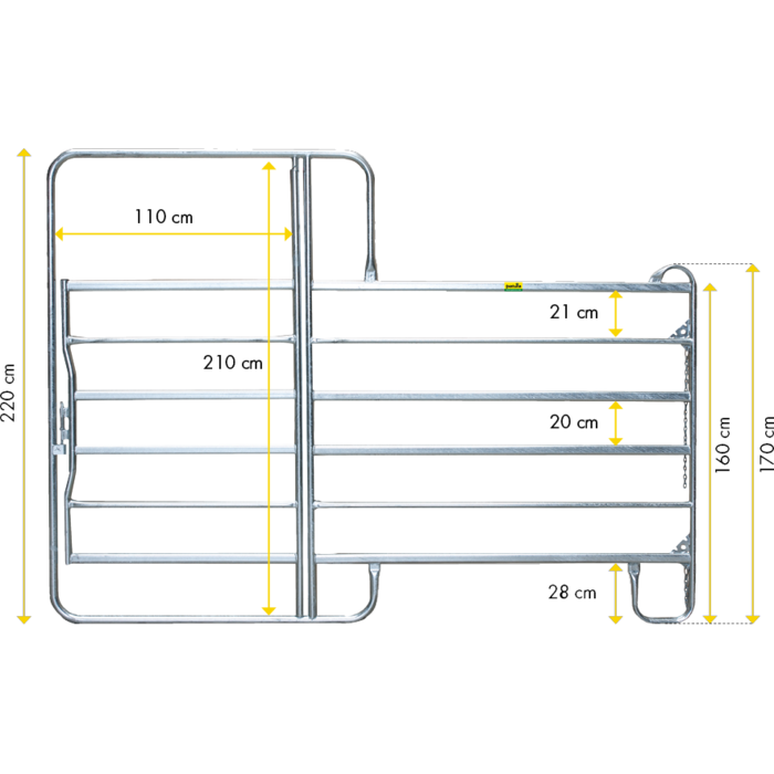 Patura Paneel met poort 3,60 m, h= 2,20 m, vz