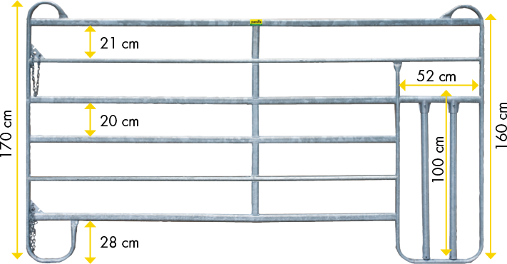 Patura Paneel met kalverdoorgang 3,00 m Breedte 3,00 m, hoogte=1,70 m