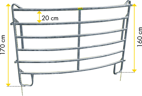 Patura Gebogen paneel, 2,44 m, radius 3,00 m vz