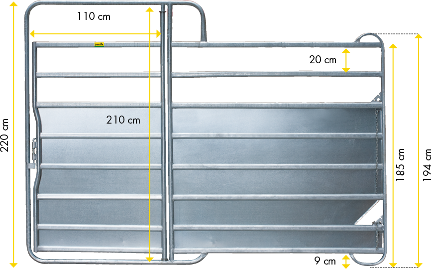 Patura Paneel-8  Plus met Poort 3,00m, met plaatverkleding B= 3,00 m, H=2,20m vz