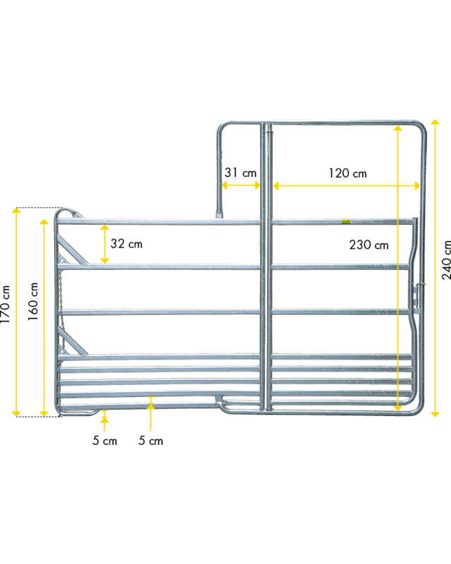 Patura Veiligheidspaneel-paarden met Poort lengte 3,60 m, hoogte 2,40 m