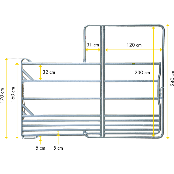 Patura Veiligheidspaneel-paarden met Poort lengte 3,60 m, hoogte 2,40 m