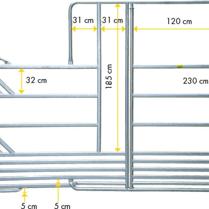 Patura Veiligheidspaneel-paarden met Poort en 1x voerplaats lengte 3,00 m, hoogte 2,40 m