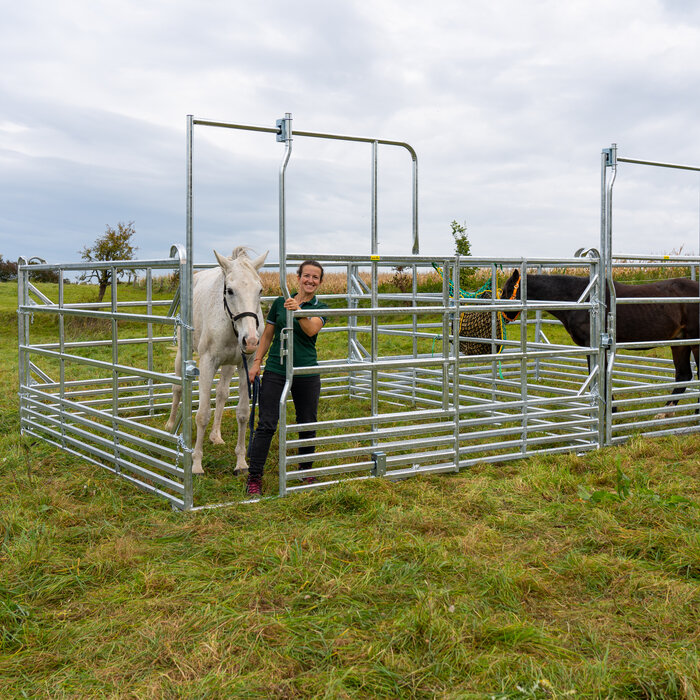Patura Veiligheidspaneel voor paarden met schuifpoort 3,60 m, hoogte 2,50 m (1 middel steun)