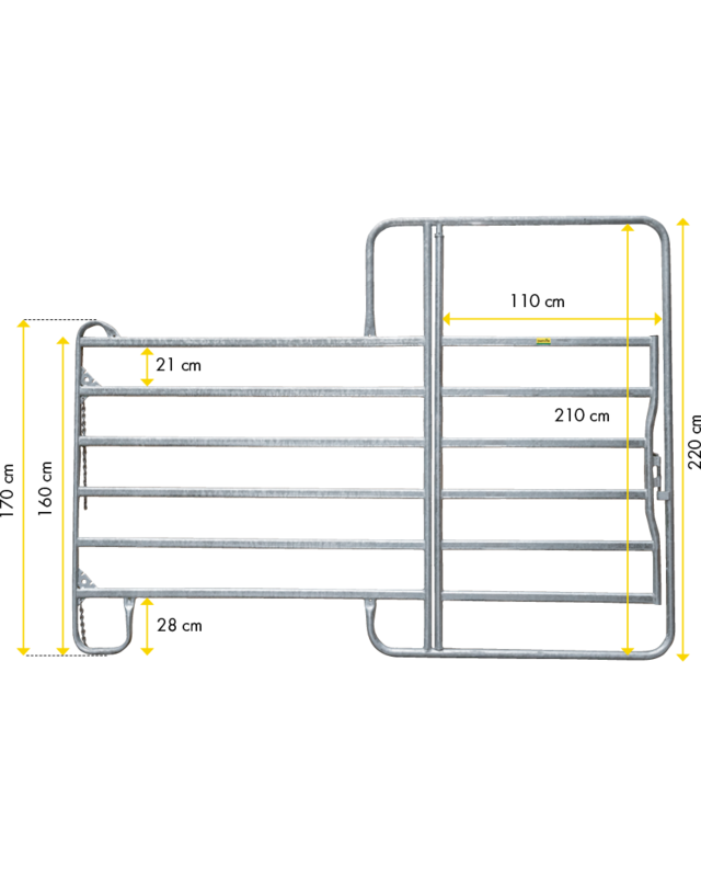 Patura Paneel met poort Standard Breedte 2,40 m, Hoogte 2,20 m, vz