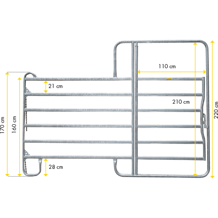 Patura Paneel met poort Standard Breedte 3,00 m, Hoogte 2,20 m, vz