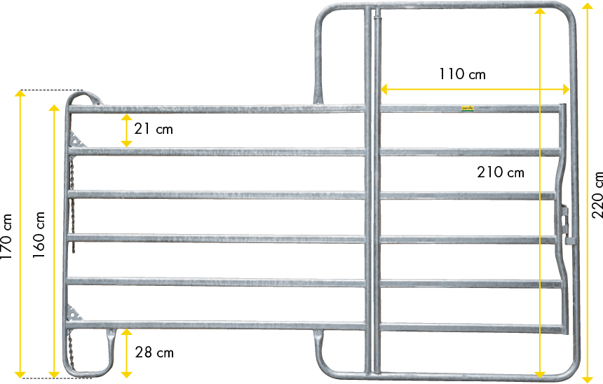 Patura Paneel met poort Standard Breedte 3,00 m, Hoogte 2,20 m, vz