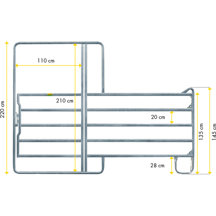 Patura Ponypaneel met poort 3,60 m, h=2,20 m vz