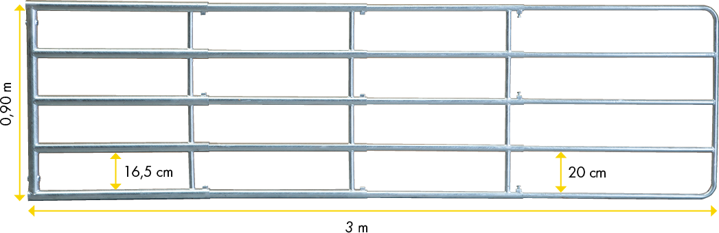 Patura Drievoudig verstelbare schrikdraadpoort Compact, lengte 1,25 - 3,00 m, hoogte 90 inclusief montage onderdelen