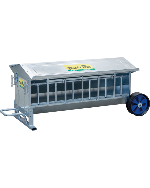 Patura Voerautomat voor lammeren, L=1,25 m rijbar, Inhoud: ca. 120 l met dak, verzinkt
