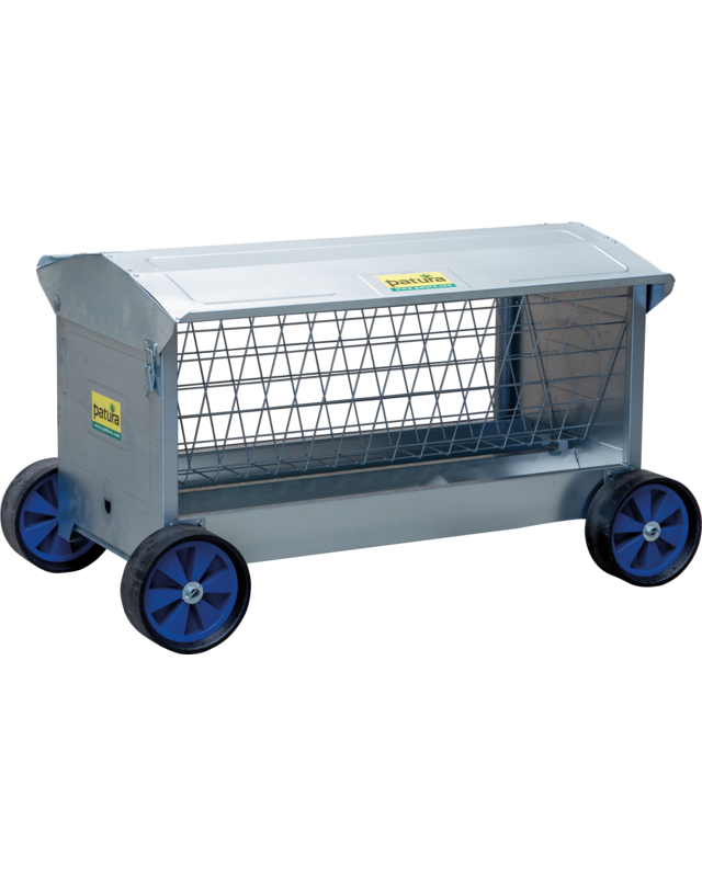 Patura Hooiruif met wielen, L=1,25 m met dak, voor lammeren en schapen