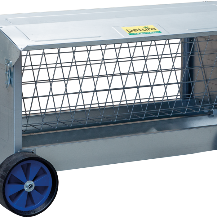 Patura Hooiruif met wielen, L=1,25 m met dak, voor lammeren en schapen