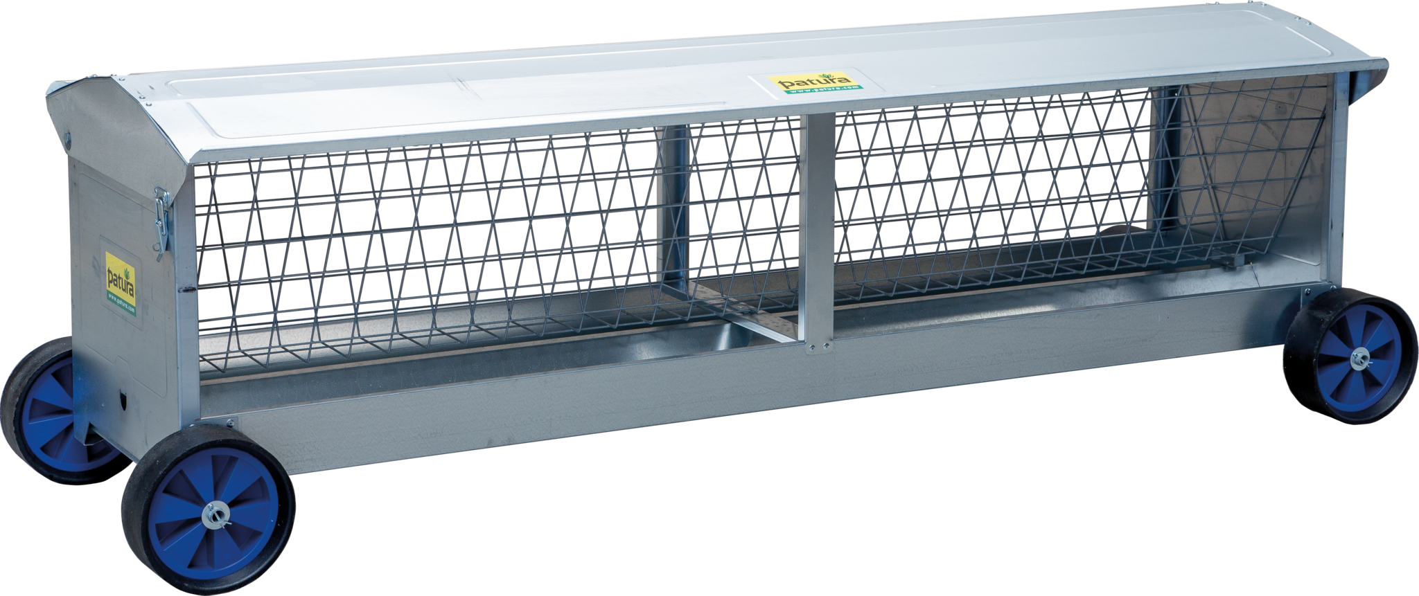 Patura Hooiruif met wielen, L=2,45 m met dak, voor lammeren en schapen