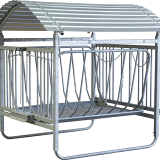 Patura Vierkante ruif voor schapen, met dak, ronde balen tot Ø1,40m