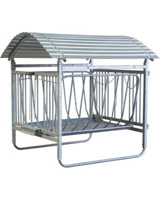 Patura Vierkante ruif voor schapen, met dak, ronde balen tot Ø1,40m