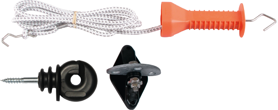 Patura Poortset elastisch cord met 3-voudig poortgreep isolator, voor poort tot 6 m breedte