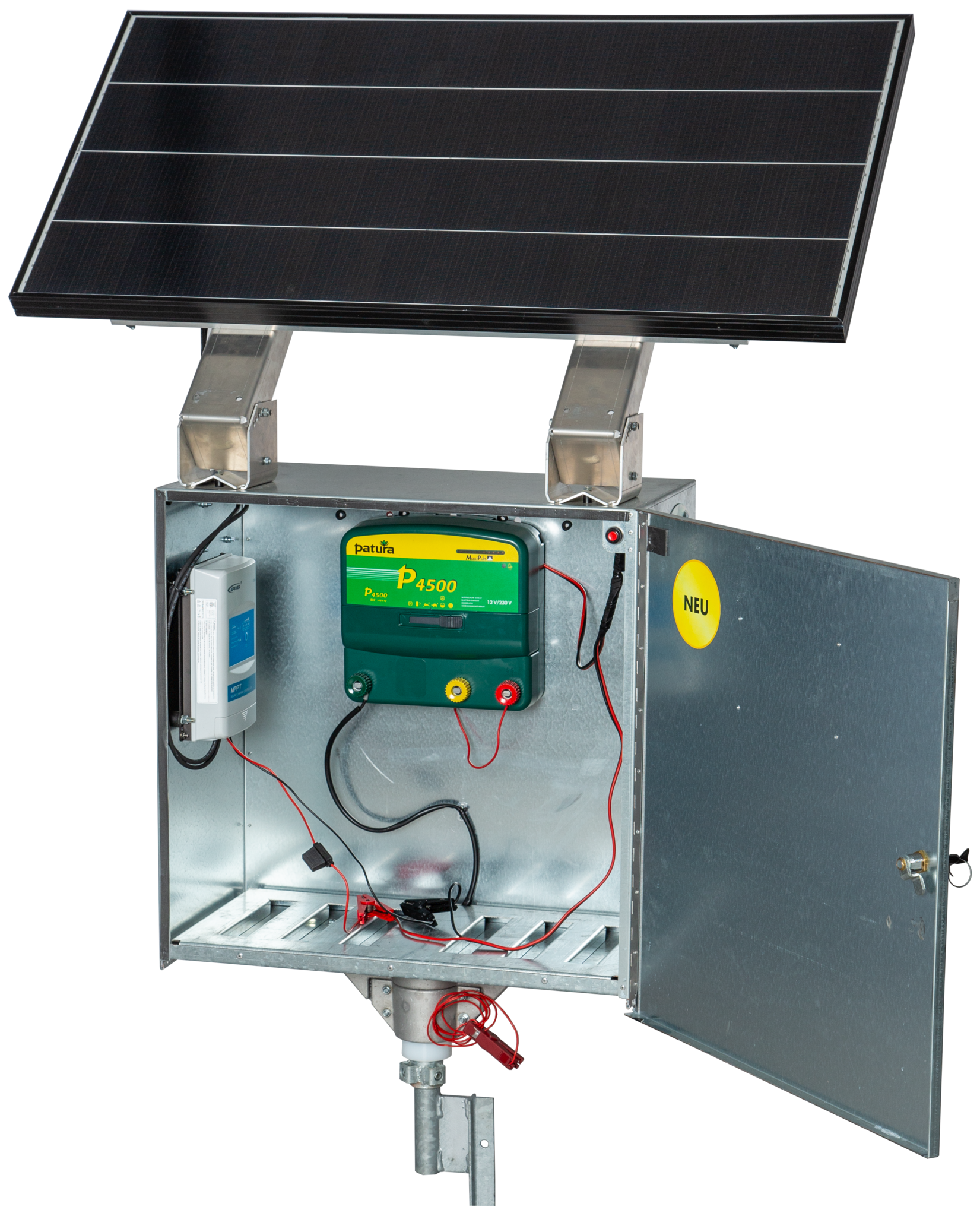 Patura P4500 with Safety Box XL, Solar Panel 110 W, super glass mat battery 100 Ah, earth stake + stabilisation foot