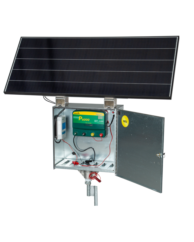 Patura P6000 met veiligheidsbox XL, 200 W zonenpanel met houder, aardpen en Stabilisatievoet