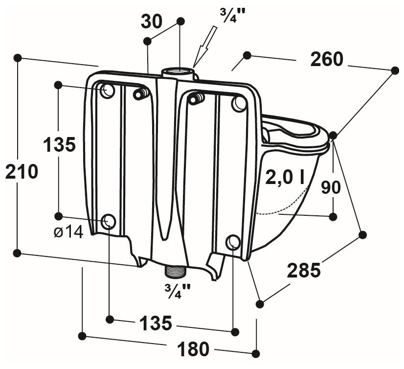 Patura Buisventielbak Mod. 46 met 3/4" messingventiel, incl. verwarmingskabel