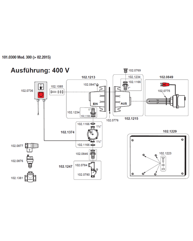 Patura Rondpompverwarmingsysteem Mod. 300, 400 V, 3000 W, Pomp 100 W
