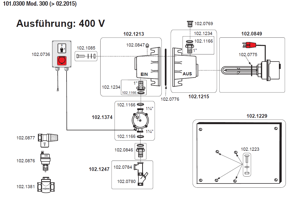 Patura Rondpompverwarmingsysteem Mod. 300, 400 V, 3000 W, Pomp 100 W