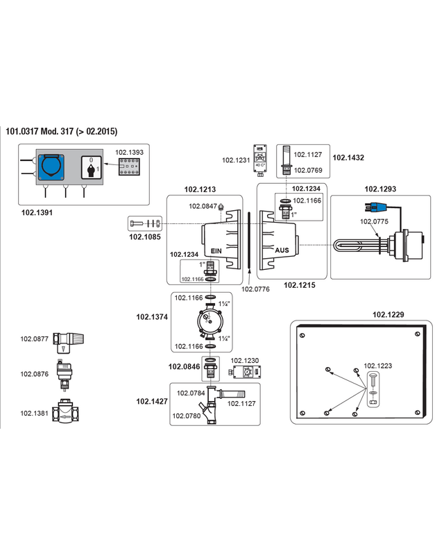 Patura Rondpompverwarmingsysteem mod. 317 met terugloop temperatuurregeling 230 Volt, 3000 Watt