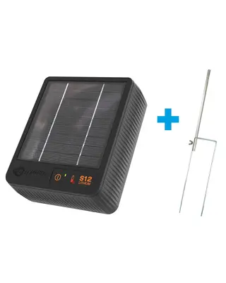 S12li Zonnepaneel schrikdraadapparaat incl. accu (0,12J - Solar) met gratis stander