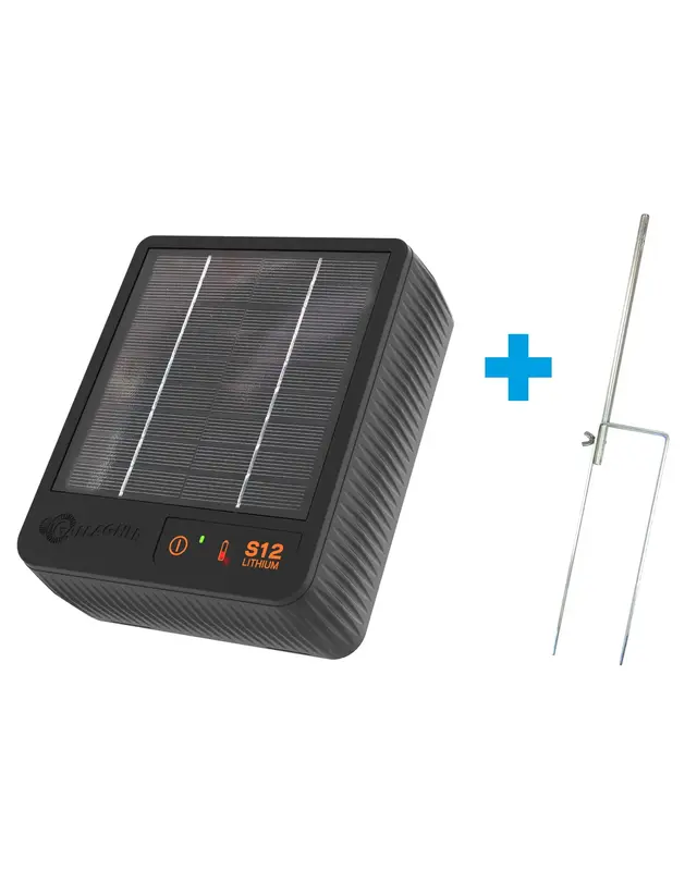 S12li Zonnepaneel schrikdraadapparaat incl. accu (0,12J - Solar) met gratis stander