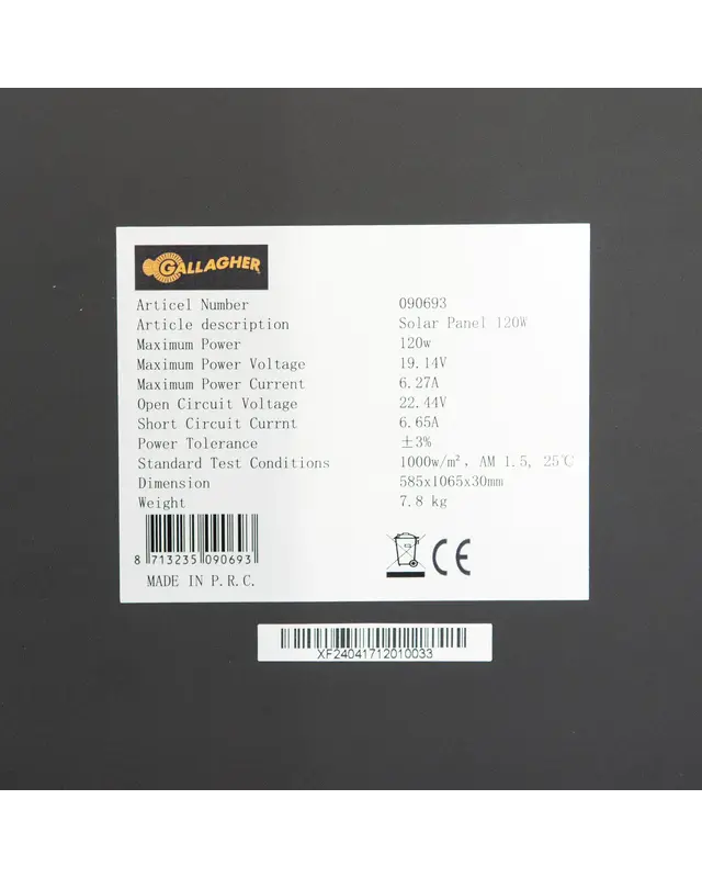 Zonnepaneel 120w incl. regulator