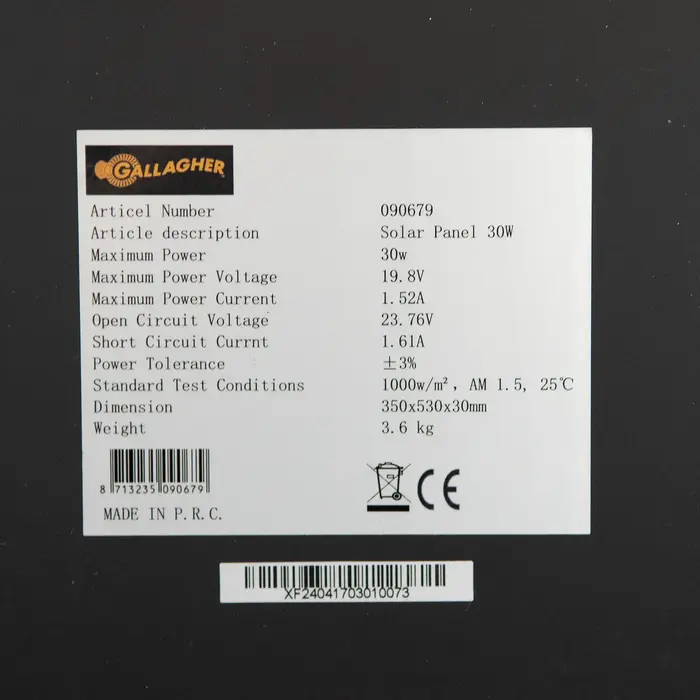 Zonnepaneel 30w incl. regulator