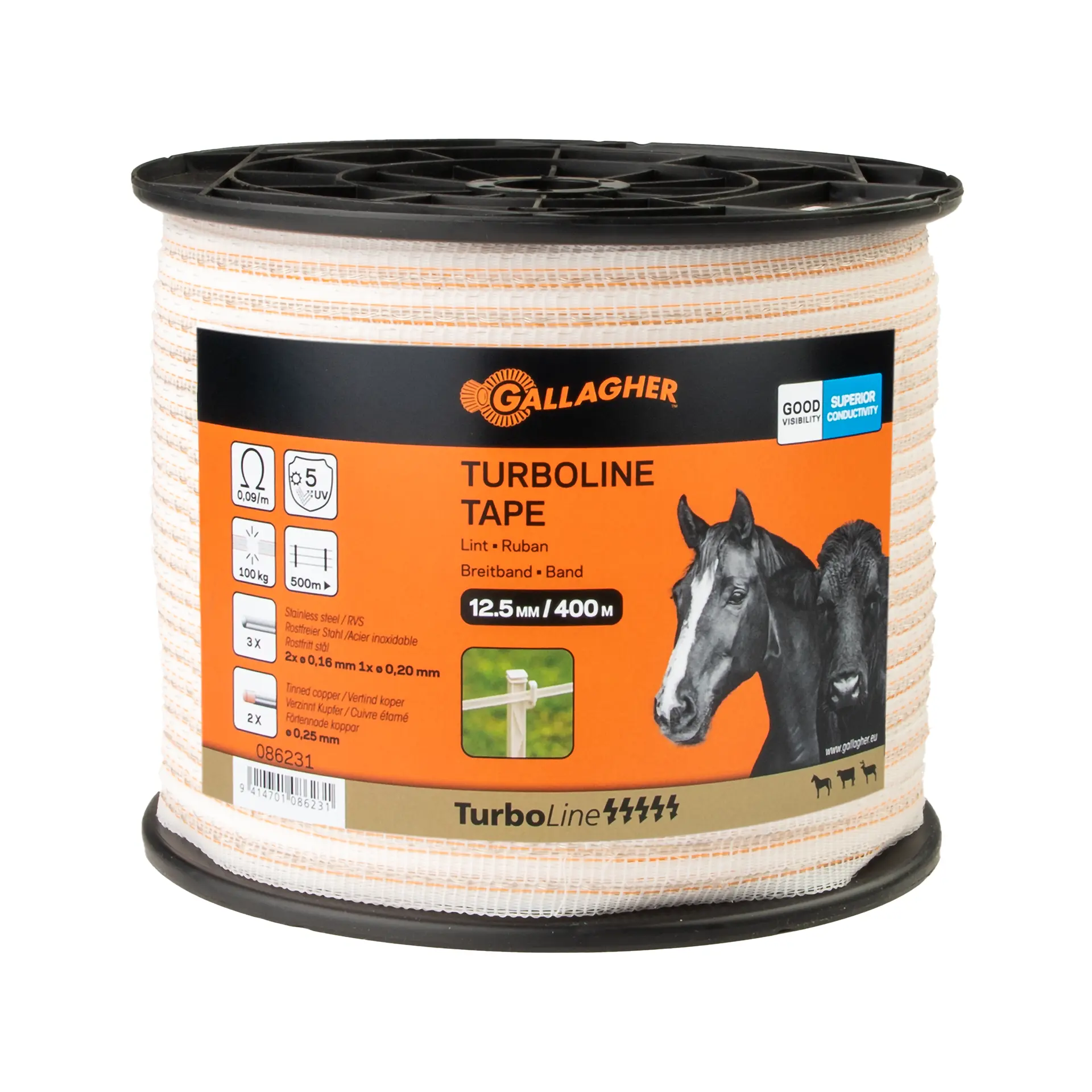 Gallagher TurboLine lint 12,5 mm (wit, 400 meter)